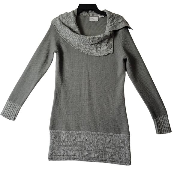 Allison Brittney Sweaters - Allison Brittney Gray Slate Sweater Preppy Split Cowl Long Sleeves NEW Women S